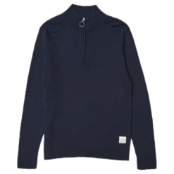 Roy Knit High Neck Zip Navy Blazer