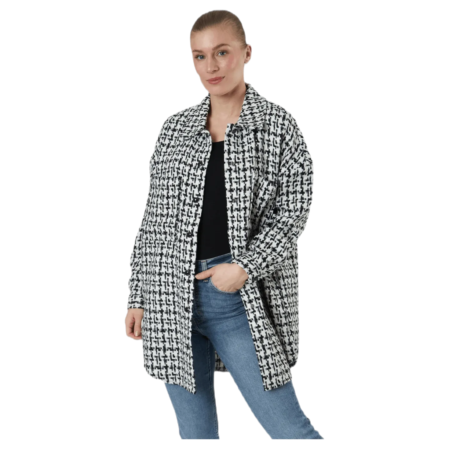 Sally Boucle Shacket Cc Otw White