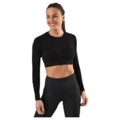 Seamless Black Crop Top Black