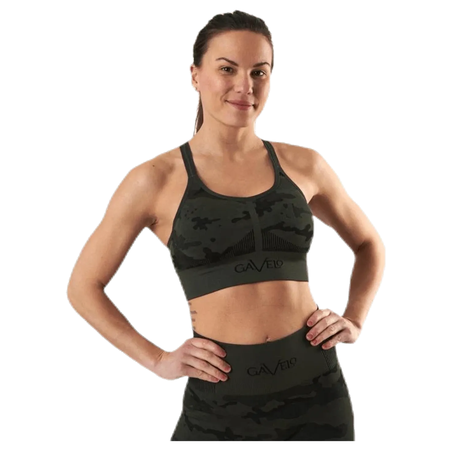 Seamless Camo Sports Bra Patterned/Black