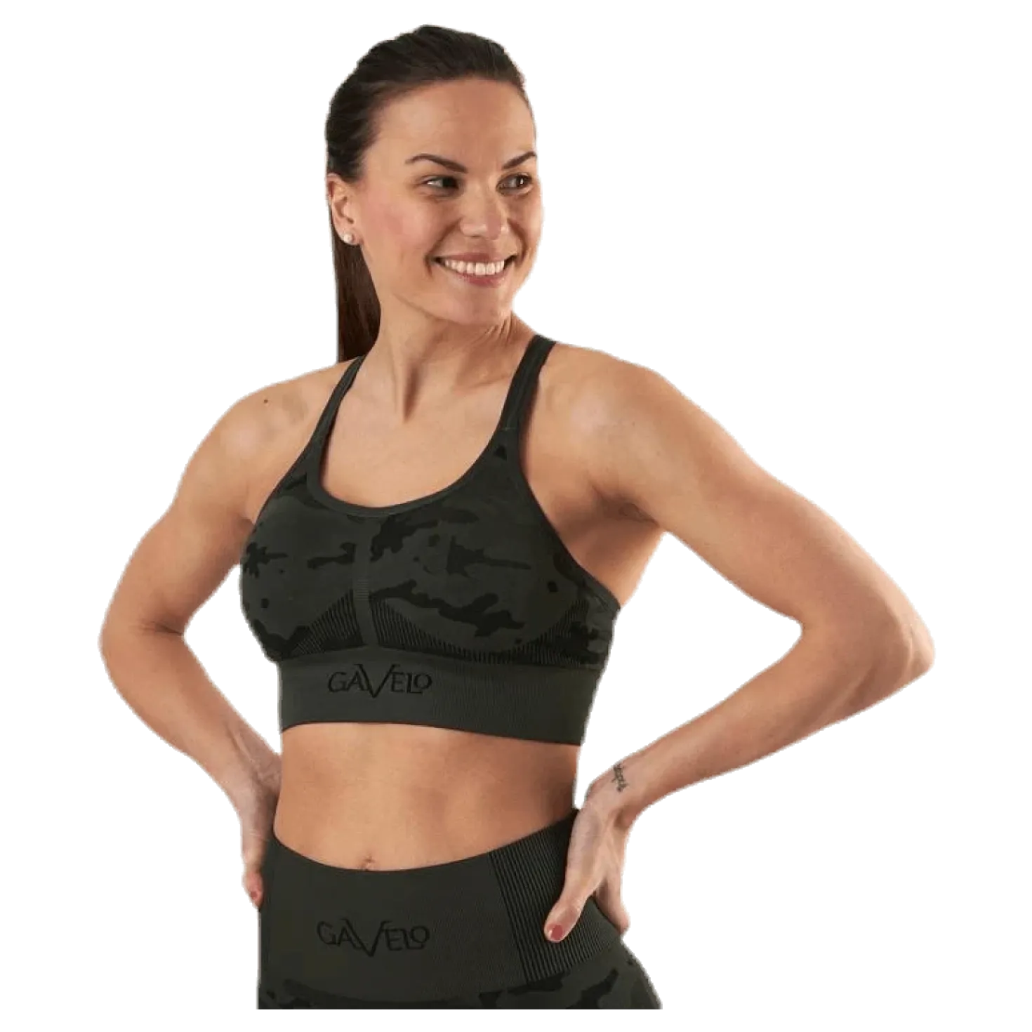 Seamless Camo Sports Bra Patterned/Black