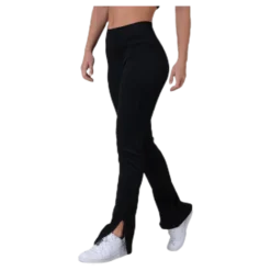 Seamless Rib Slit Pants Black