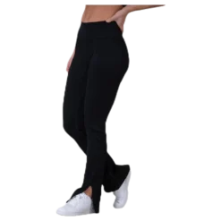 Seamless Rib Slit Pants Black