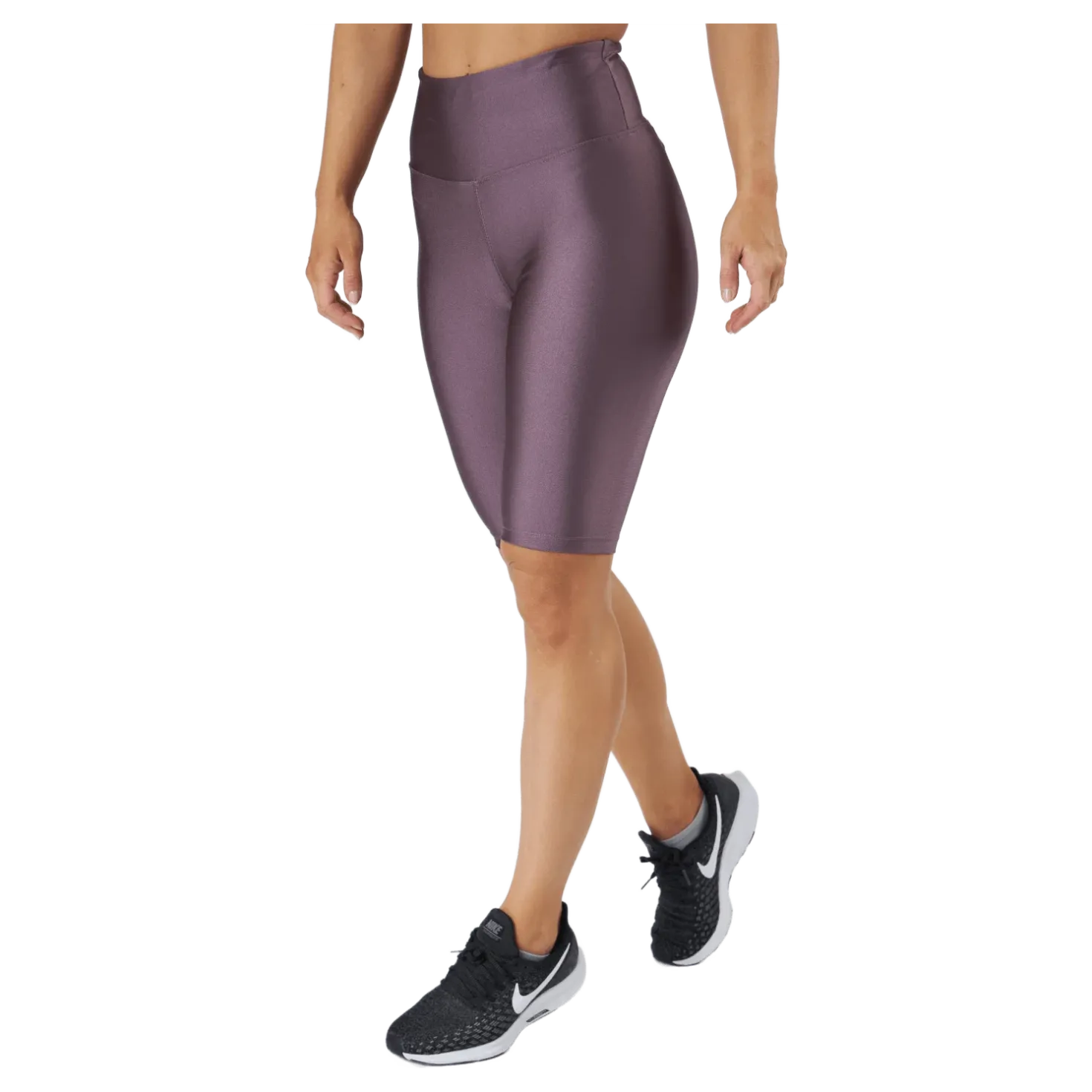 Shiny Biker Tights Black Plum