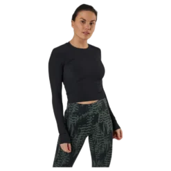 Shiny Rib Long Sleeve Black
