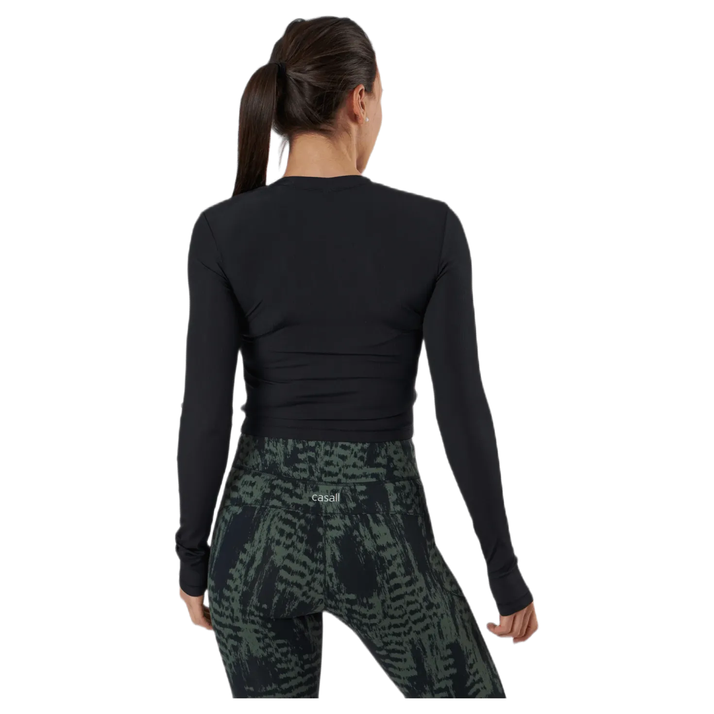 Shiny Rib Long Sleeve Black