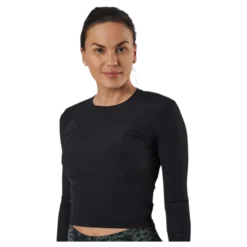 Shiny Rib Long Sleeve Black