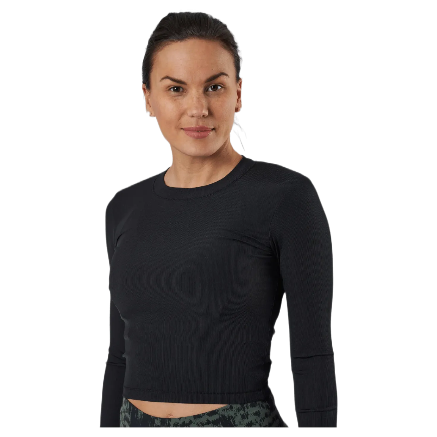 Shiny Rib Long Sleeve Black