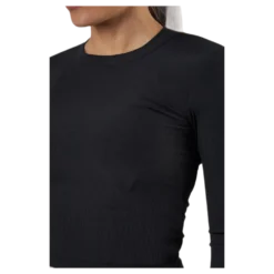 Shiny Rib Long Sleeve Black