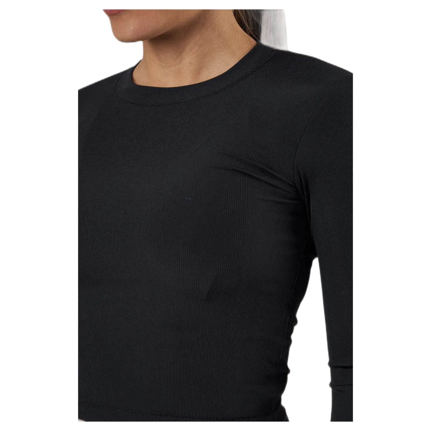Shiny Rib Long Sleeve Black