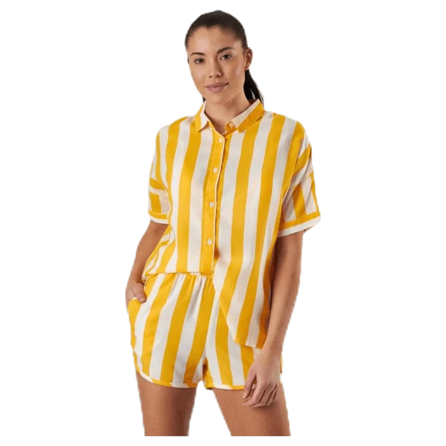 Shirt Short Sleeve Nibe Big Stripes Yellow