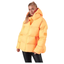 Short Padded Hood Jacket Orange