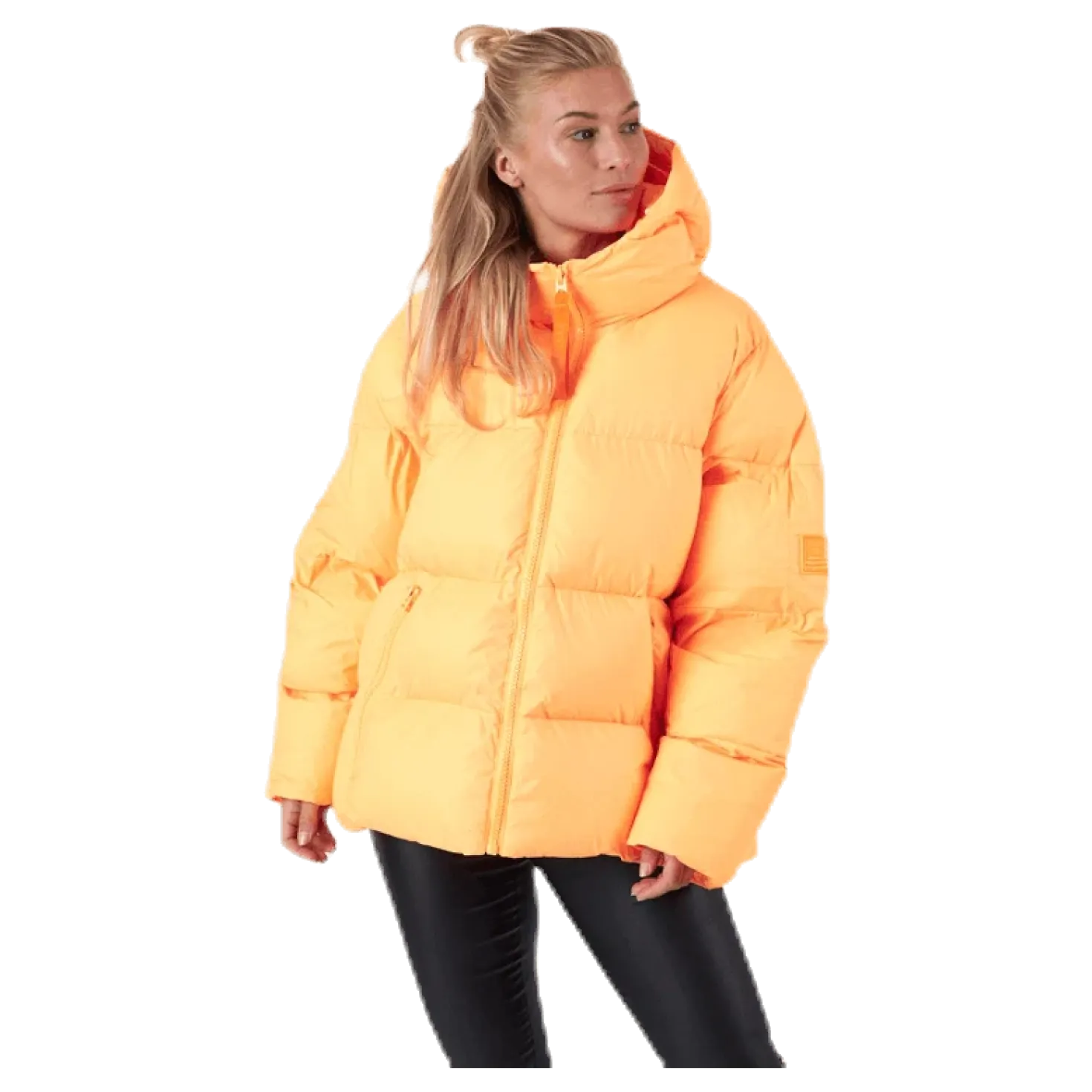 Short Padded Hood Jacket Orange