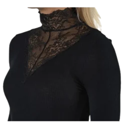 Siri Ls T-Neck Top Black