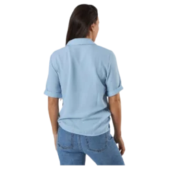 Sky S/S Shirt Solid Wvn Blue