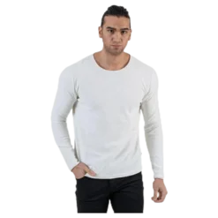 Slub Knit Crew Neck Sts White