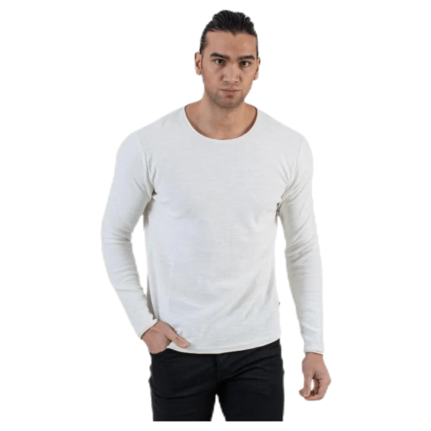 Slub Knit Crew Neck Sts White