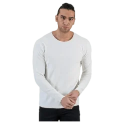 Slub Knit Crew Neck Sts White