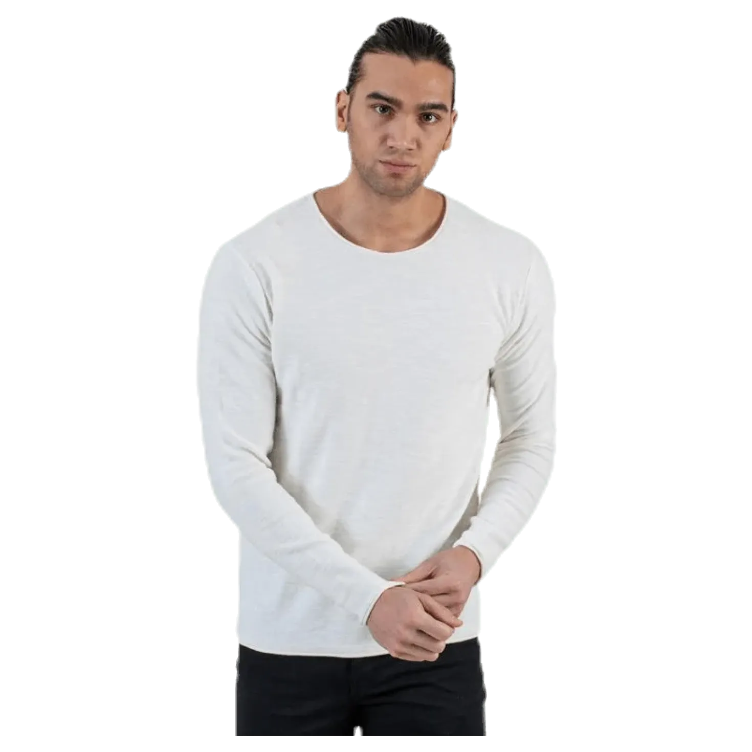 Slub Knit Crew Neck Sts White