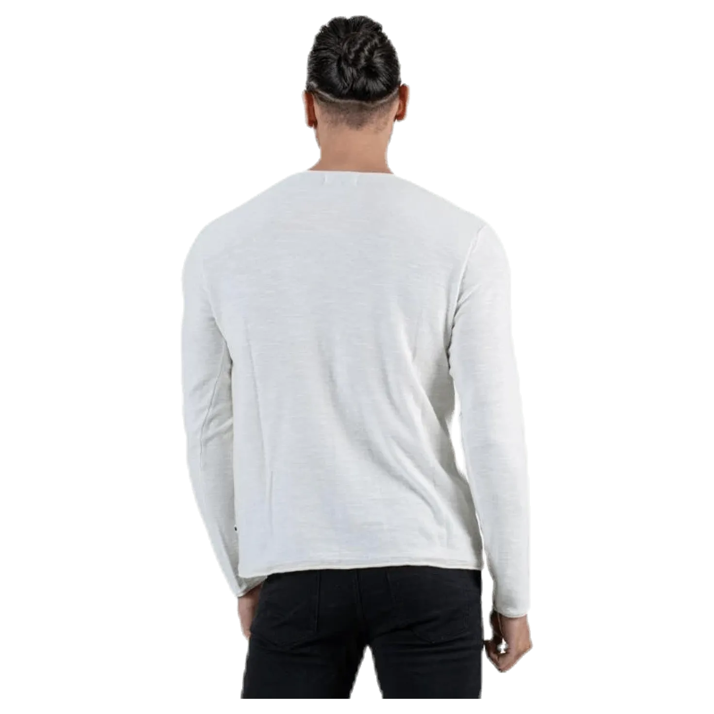 Slub Knit Crew Neck Sts White