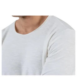 Slub Knit Crew Neck Sts White