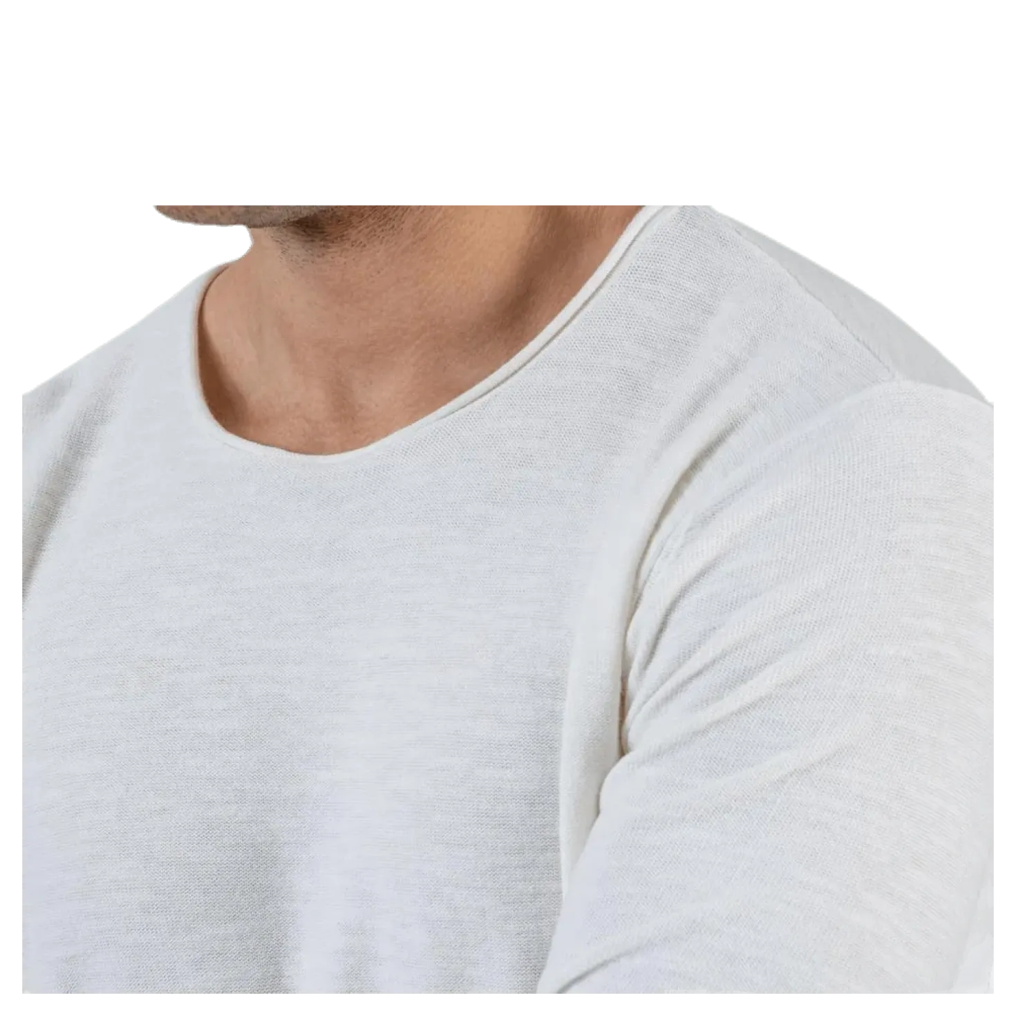 Slub Knit Crew Neck Sts White