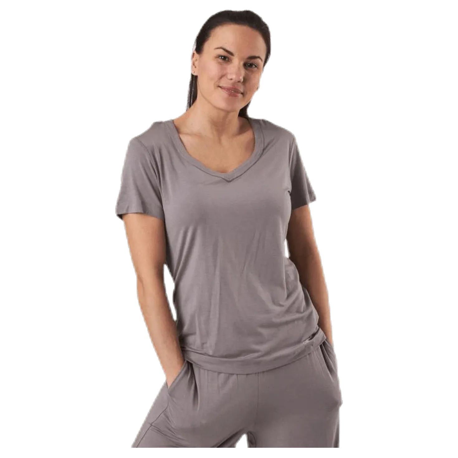 Sophisticated Modal S/S V-Neck Beige