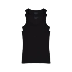Tank ribbed 2-pack Black