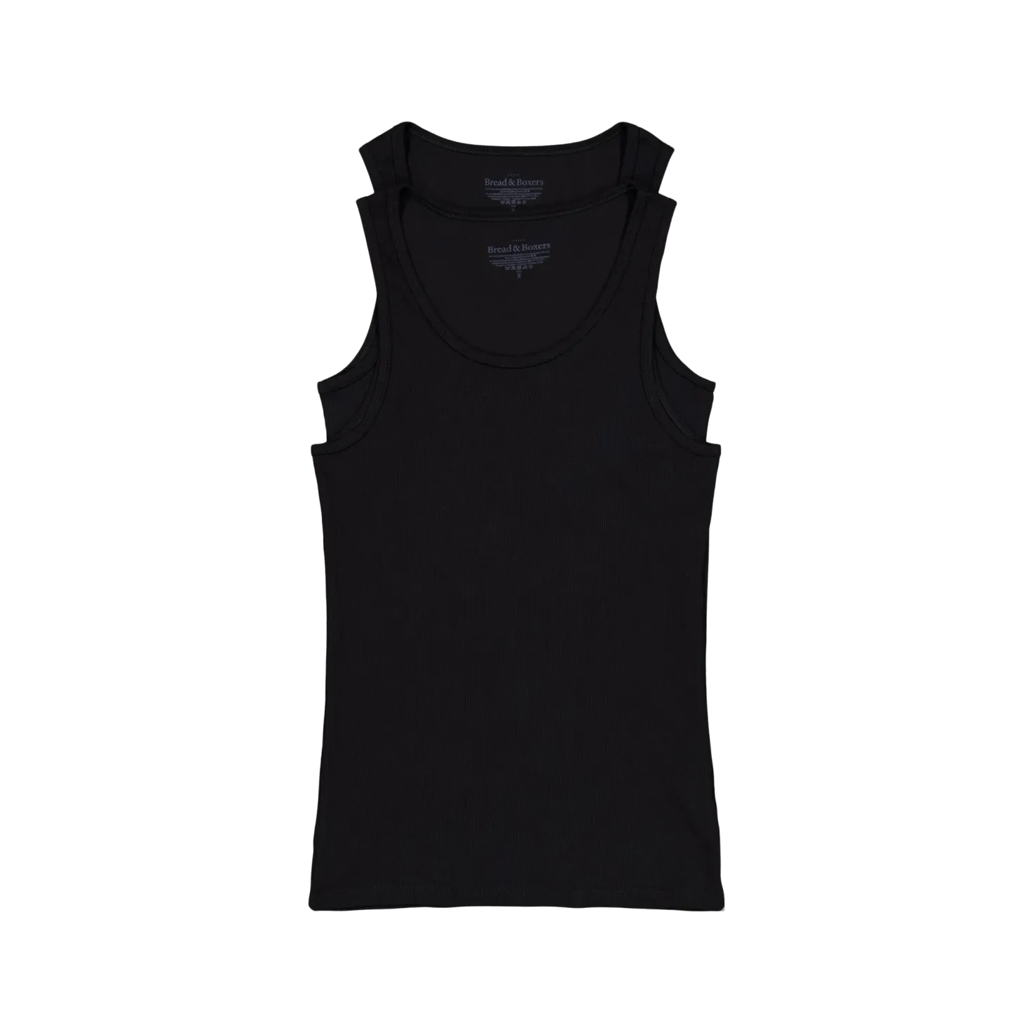 Tank ribbed 2-pack Black