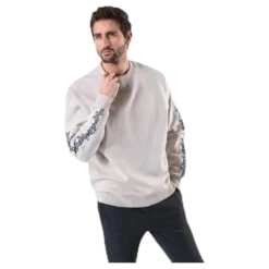 Taped Drop Shoulder Sweat Beige