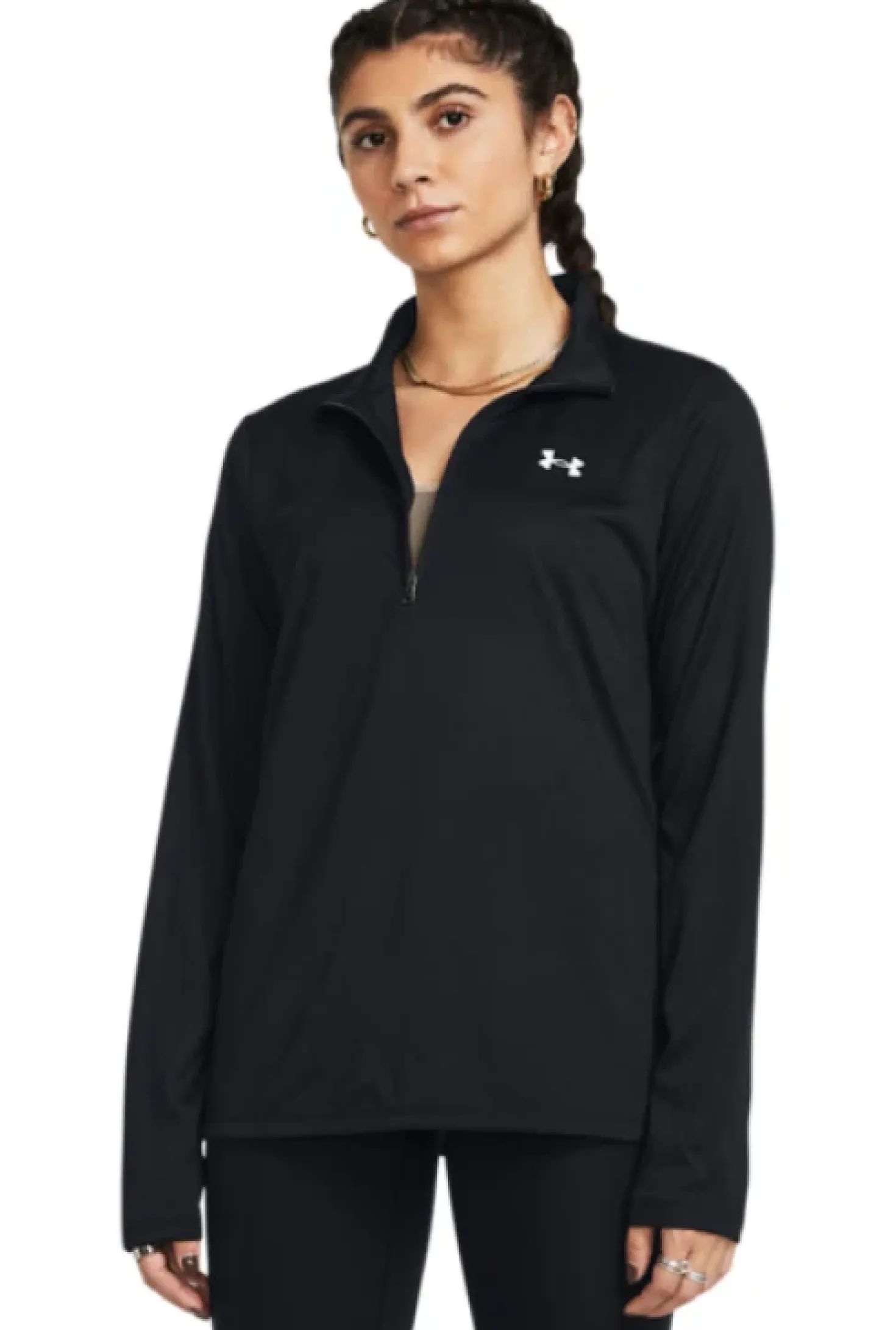 Tech 1/2 Zip- Solid Black