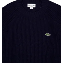 Thick Carded Wool Crew Neck Sw Navy Blue