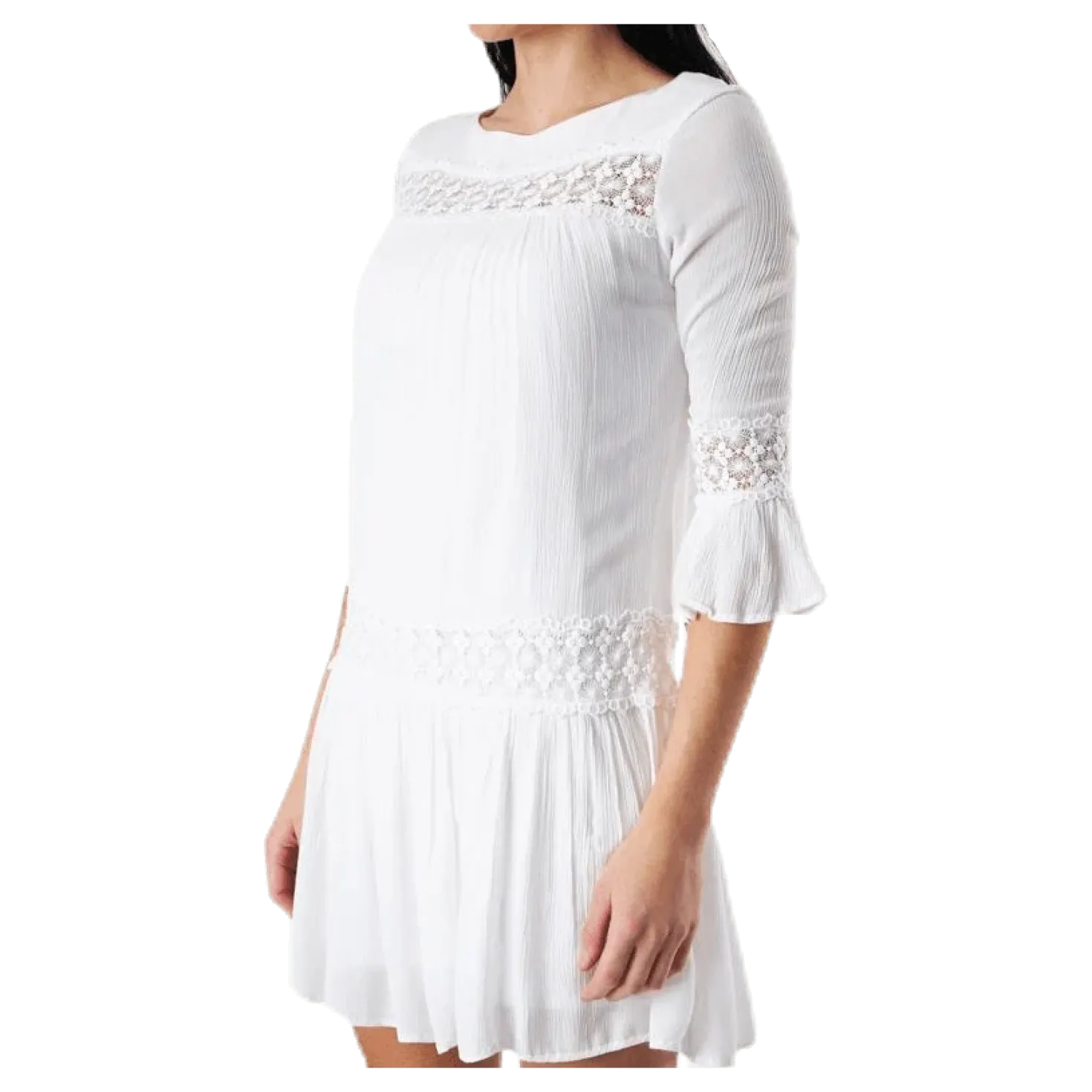 Tyra 3/4 Flare Short Dress Wvn White