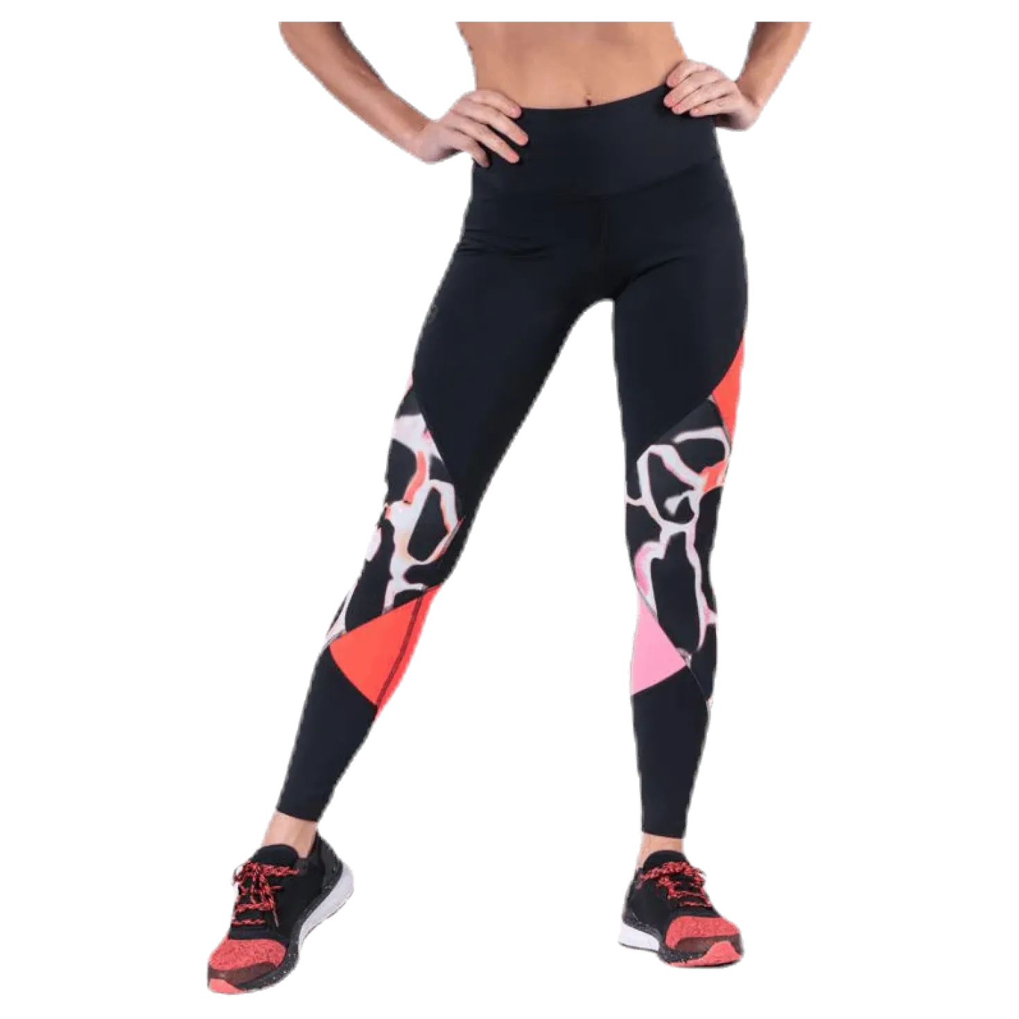 UA Rush Print Color Block Leggings Black