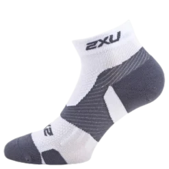 Vectr LightCush 1/4 Crew Sock White/Grey