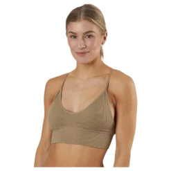 Vicky Rib Seamless V-neck Top Beige