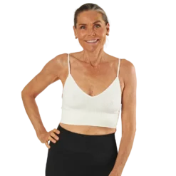 Vicky Rib Seamless V-Neck Top White