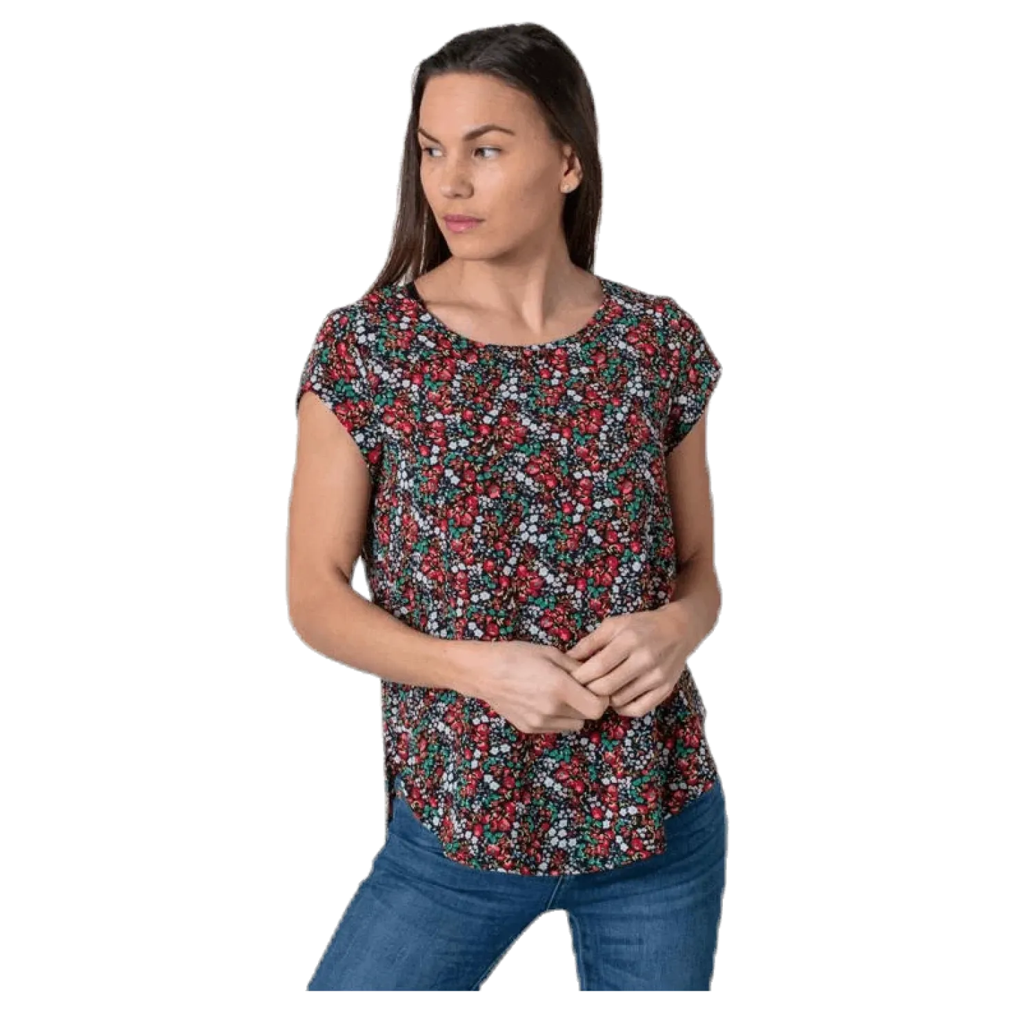 Vic Ss Aop Top Wvn Black