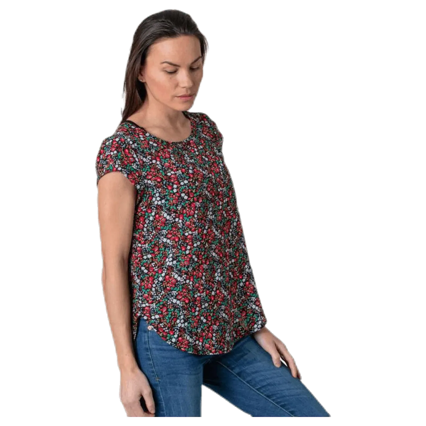 Vic Ss Aop Top Wvn Black