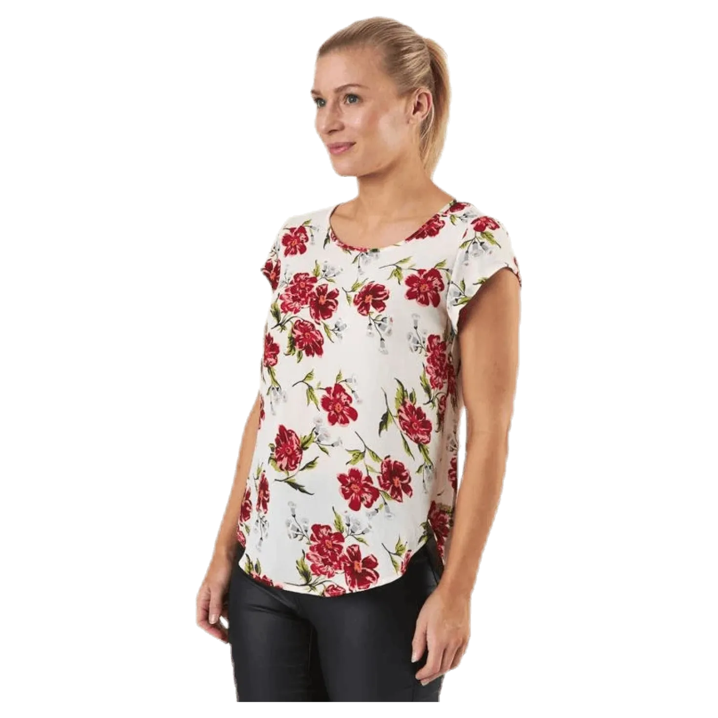 Vic Ss Aop Top Wvn Pink