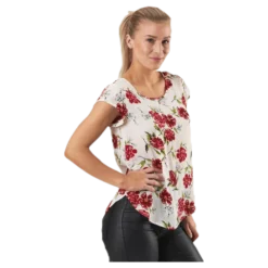 Vic Ss Aop Top Wvn Pink