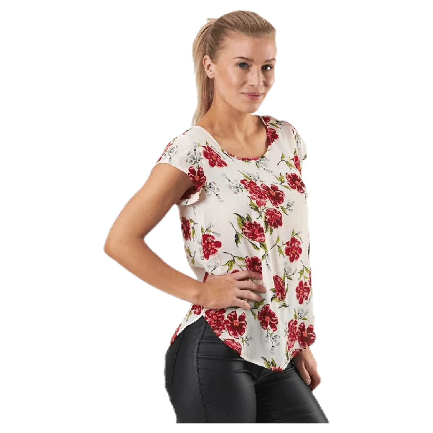 Vic Ss Aop Top Wvn Pink