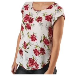 Vic Ss Aop Top Wvn Pink