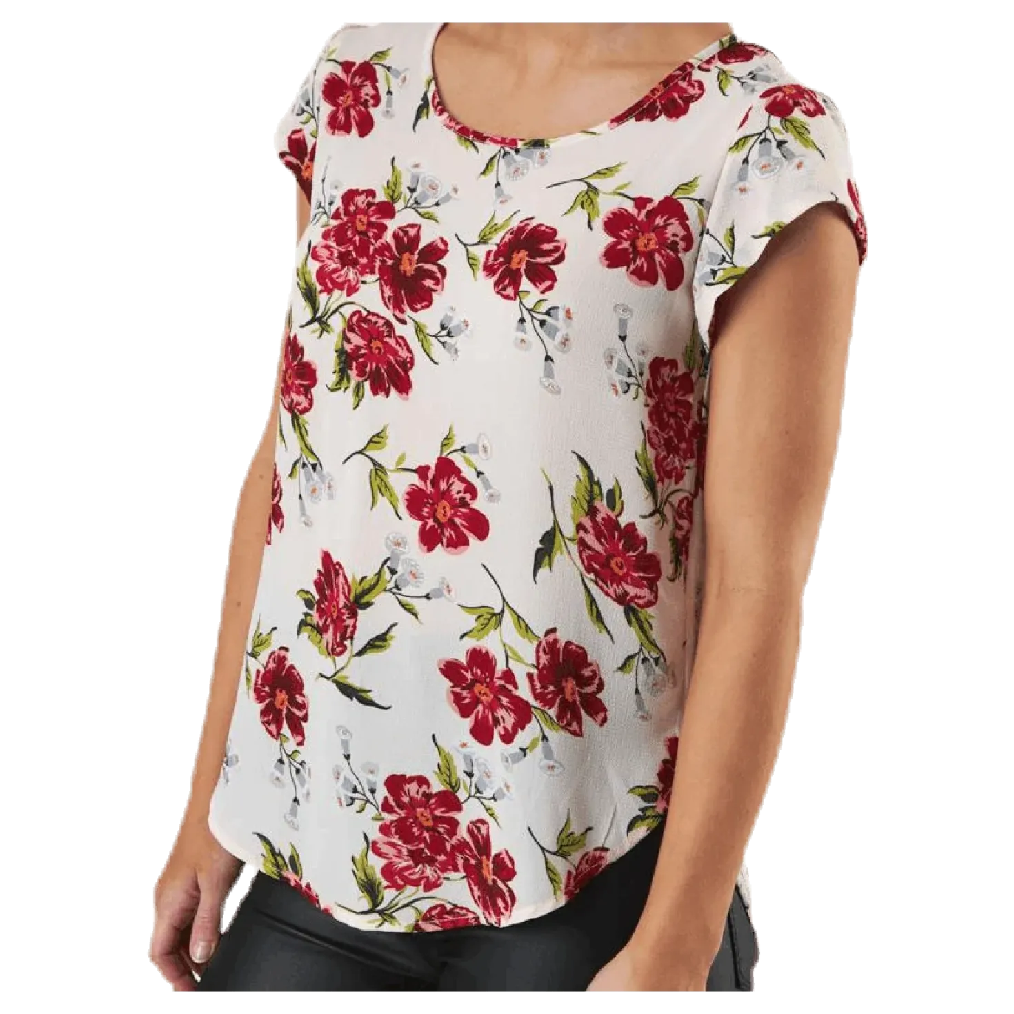 Vic Ss Aop Top Wvn Pink