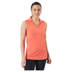 W Cloudspun Coast Sl Polo Hot Coral Heather