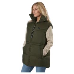 W. Generous Hip Length Vest Dark Army
