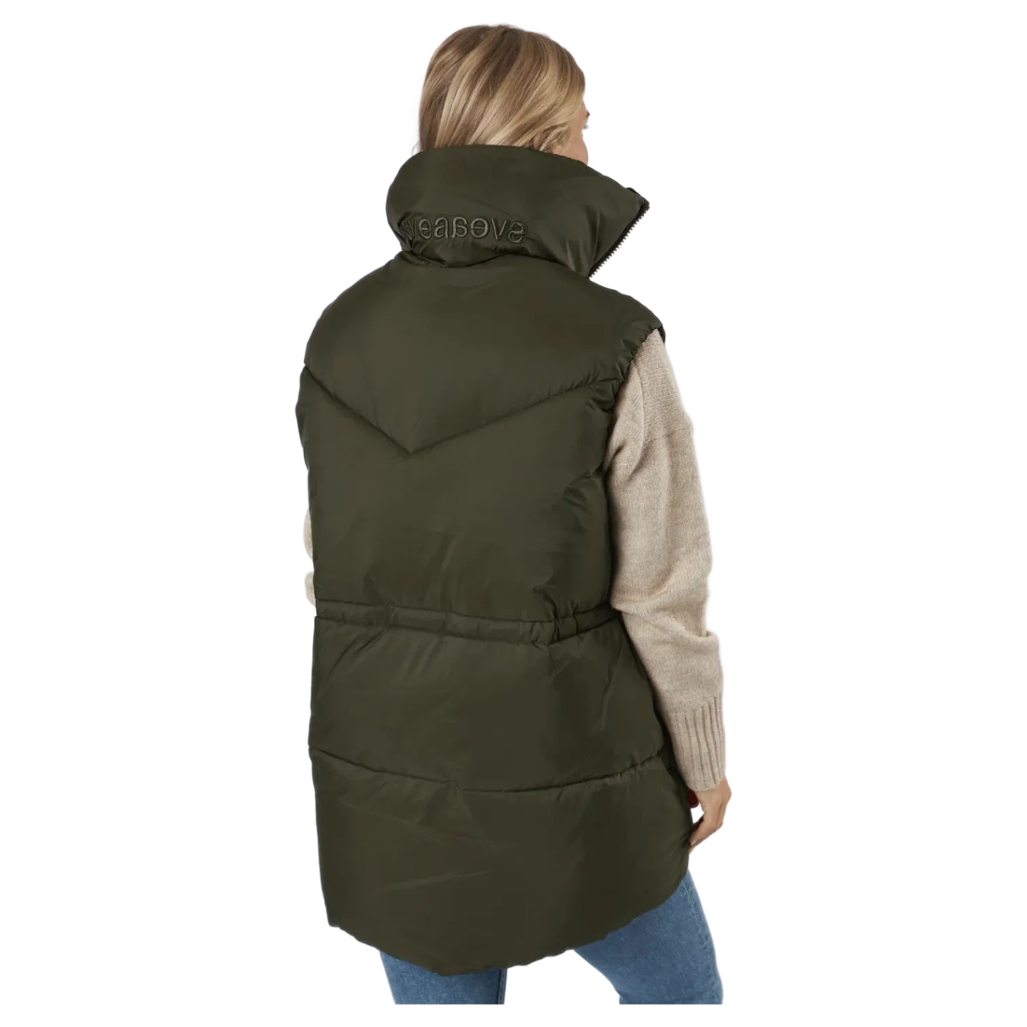 W. Generous Hip Length Vest Dark Army