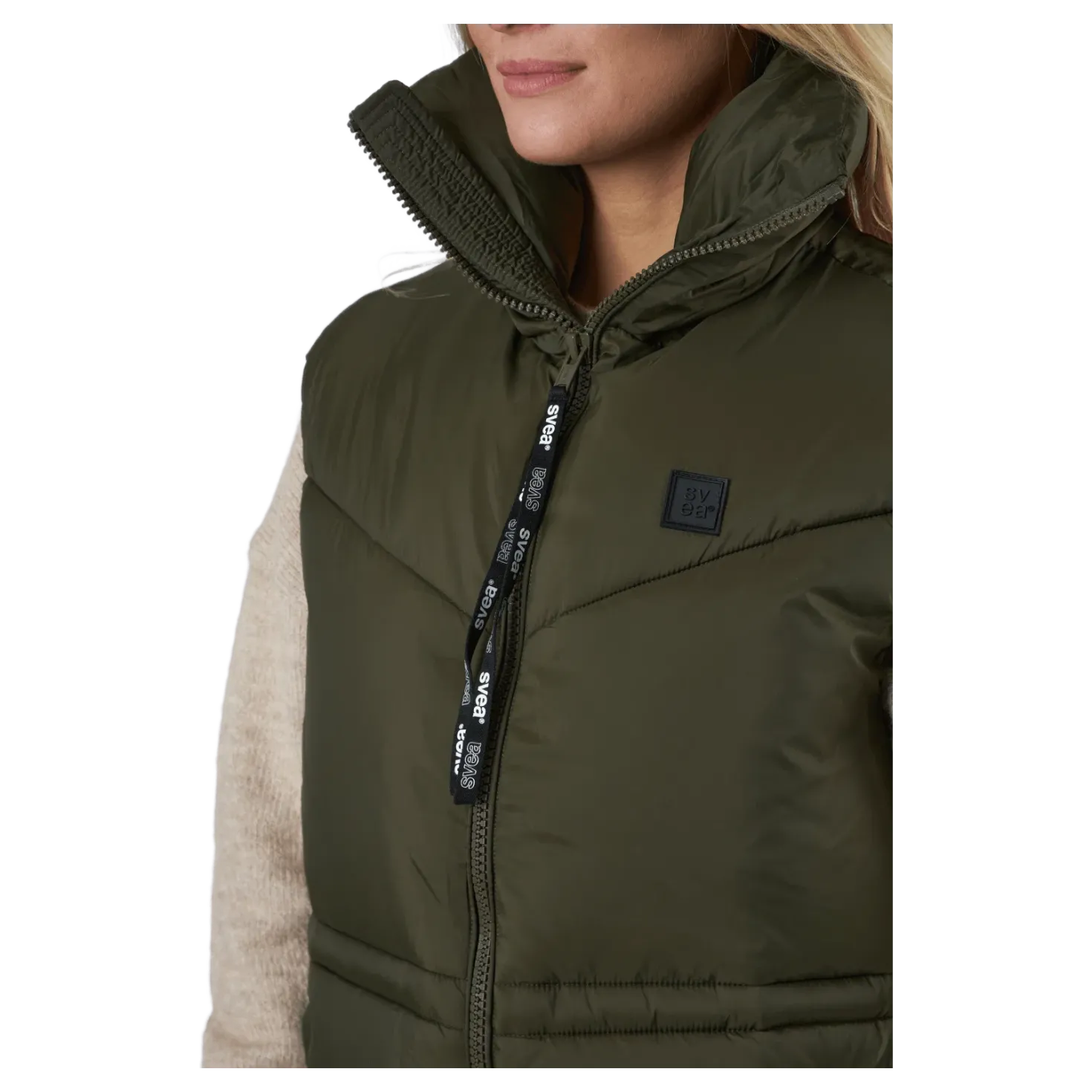 W. Generous Hip Length Vest Dark Army