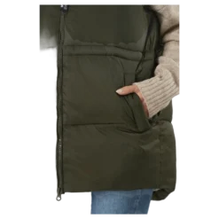 W. Generous Hip Length Vest Dark Army
