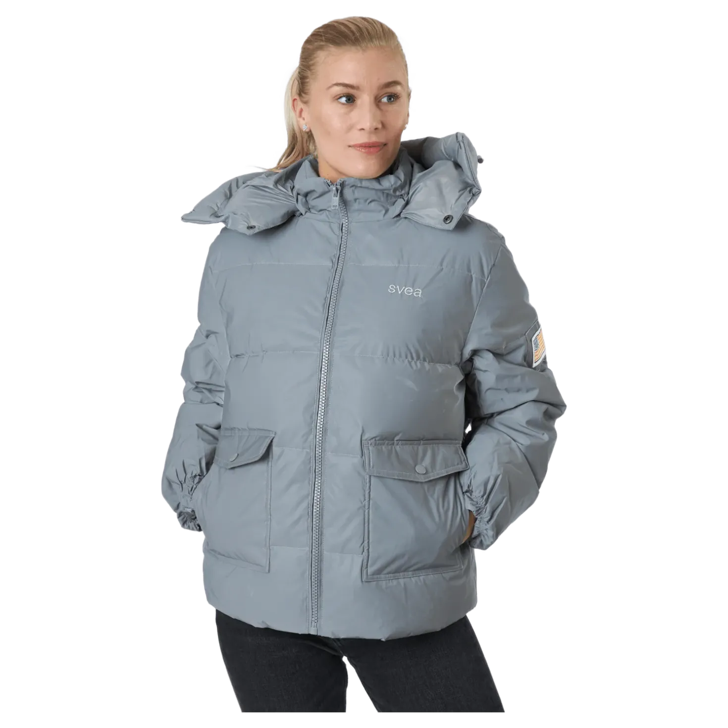 W. Hooded Reflective Puffer Ja Silver